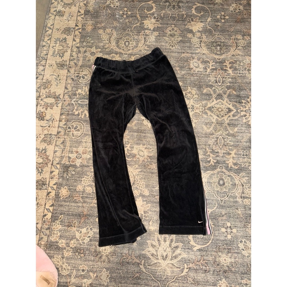 Nike Vintage Y2K Pink Stripe Flared Wide Leg Velour Athletic Sweatpants